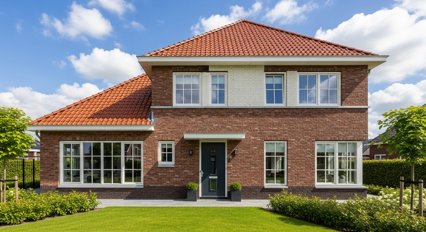 Modern huis met kozijnen